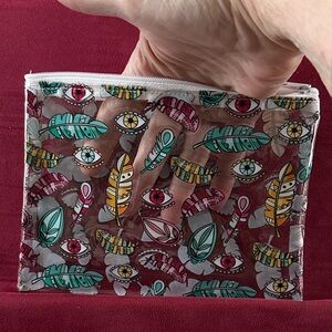 Colorful Feather and Eye Pattern Pouch